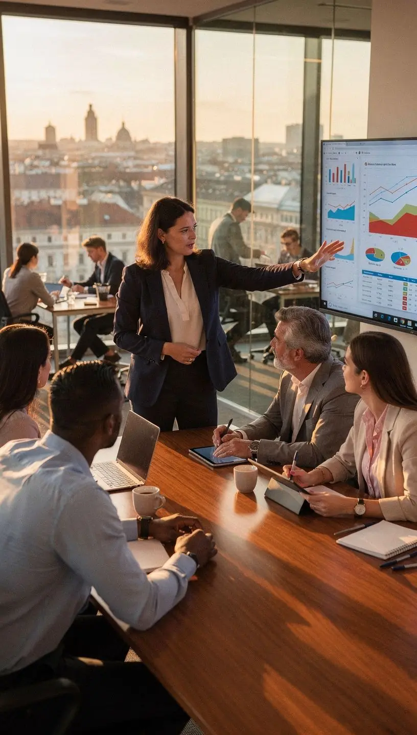 Ein Stapel von Büchern über Unternehmensführung und Finanzen auf einem Schreibtisch.