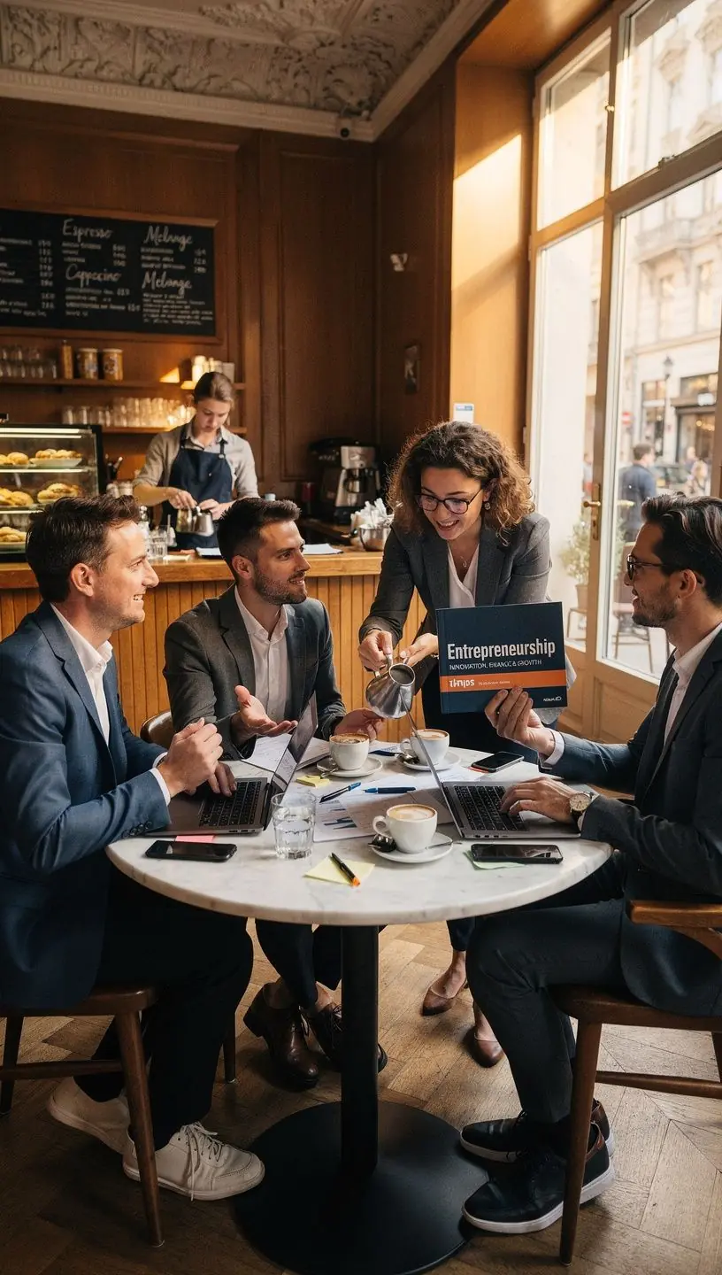 Ein Bild von einem erfolgreichen Unternehmer, der in einem modernen Büro an einem Projekt arbeitet.