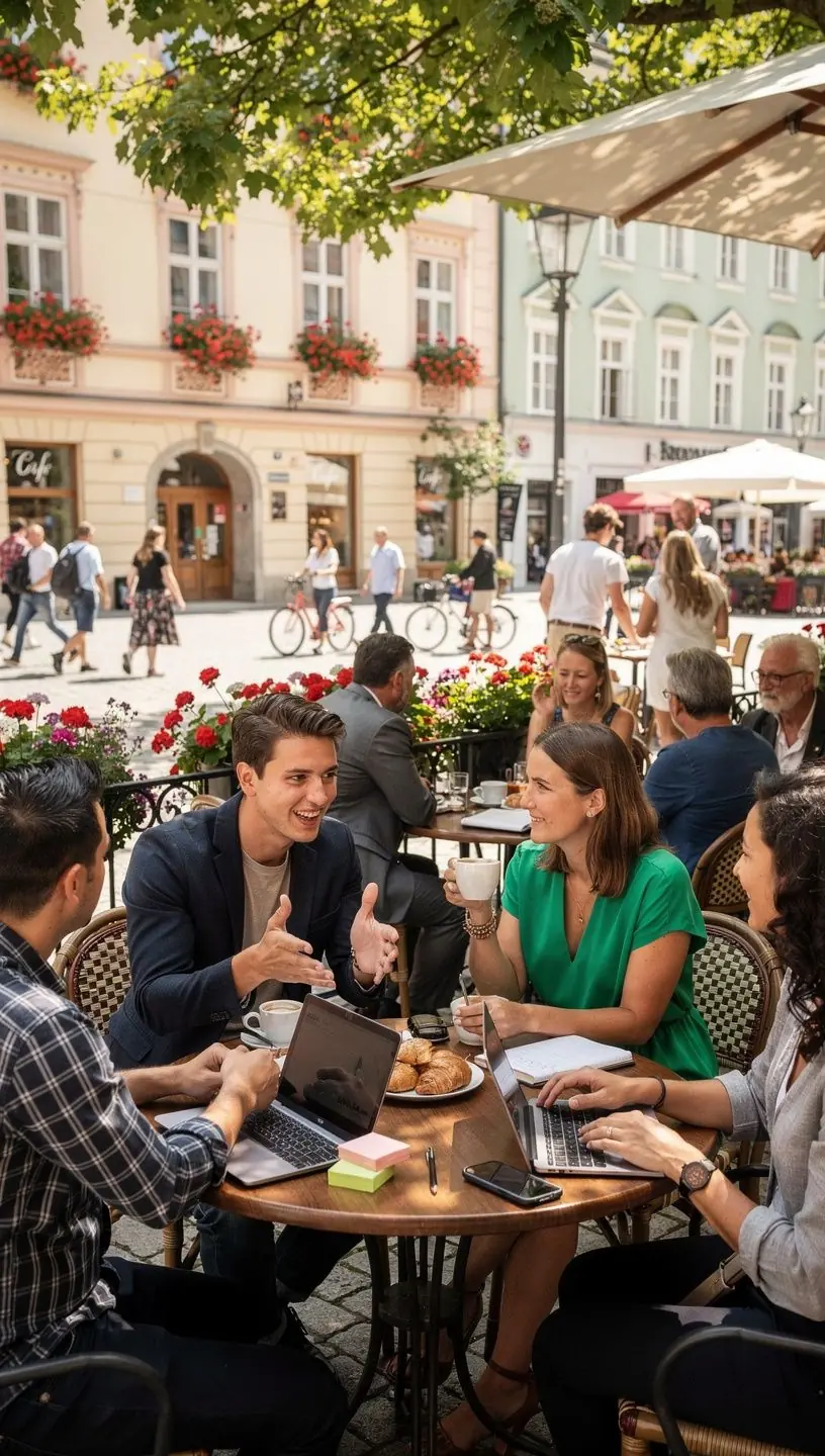 Illustration von Menschen, die an einem Seminar für Unternehmensführung teilnehmen.